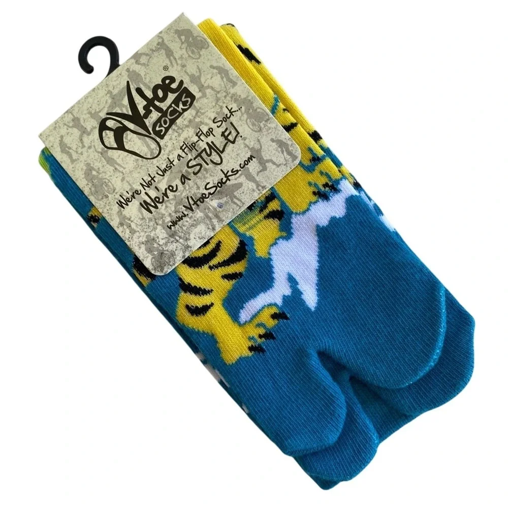 V-Toe Flip Flop Socks Lot of 5 Tabi Big Toe Socks‎ Unisex Tiger Scene NEW
